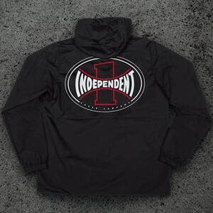 Independent Truck Company Y2K Anorak Windbreaker Jacket Mens XL Black Hooded ITC